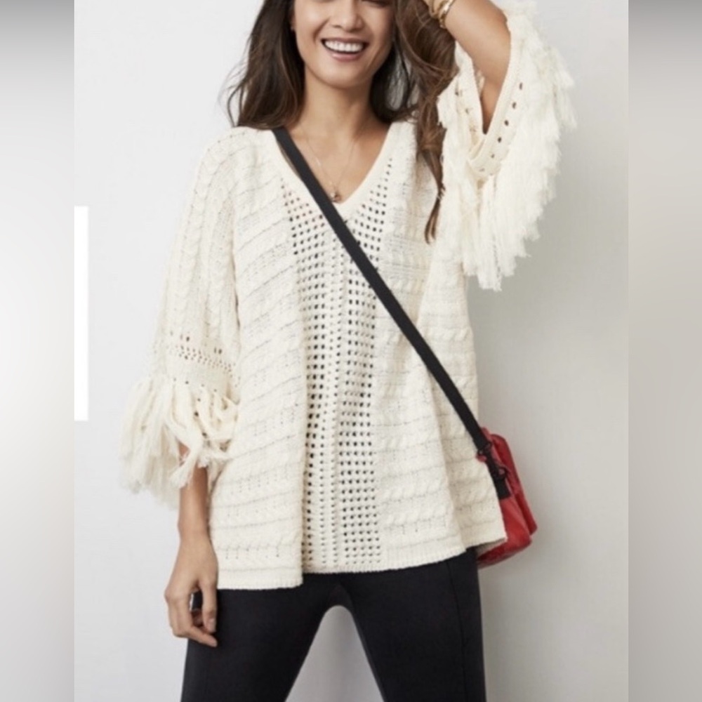 Cabi Fiesta Fringe Sweater, Style 5803, Size X-Small